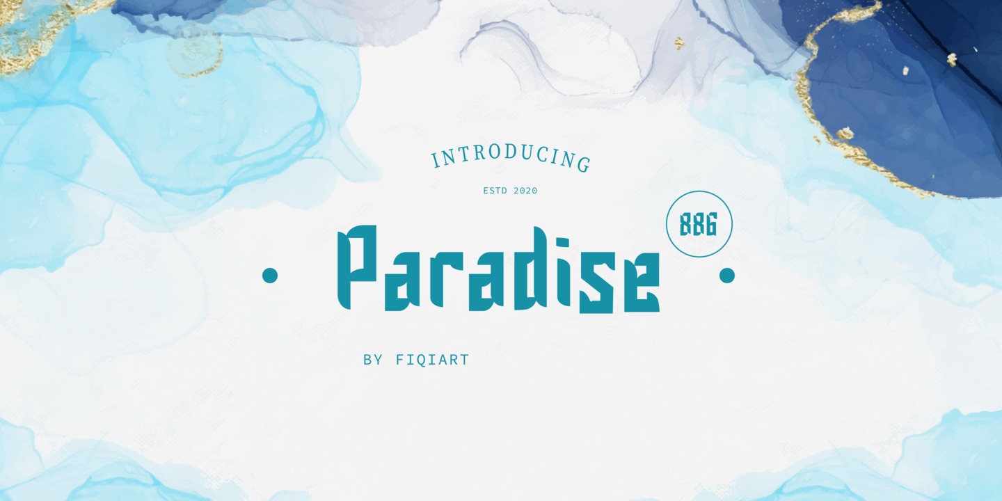 Ejemplo de fuente Paradise 886 Regular